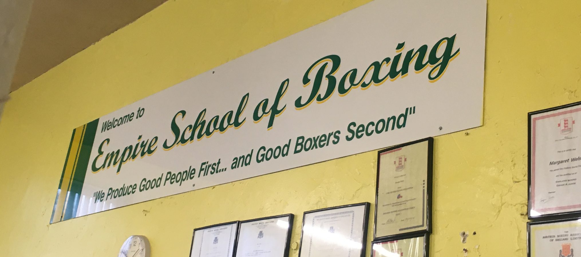 empire school of boxing welcome sign